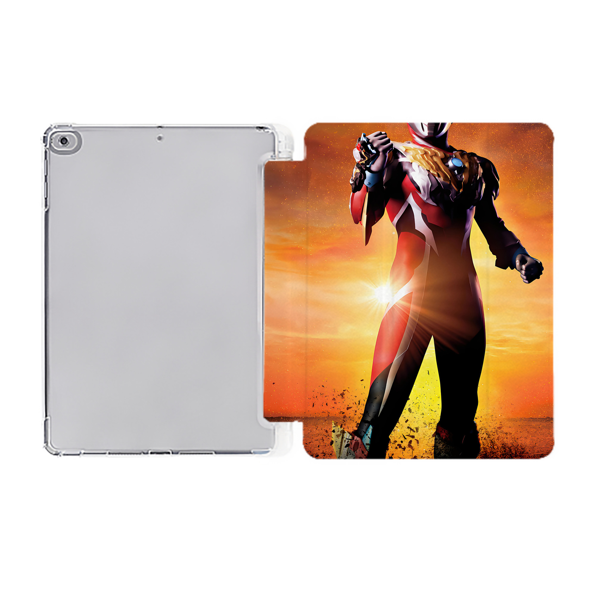 （画像用） ウルトラマン Ultraman IPad ケース ペン収納付き 三つ折りスタンド PUレザー×シリコン 対応機種9.5/10.5/10.9インチ